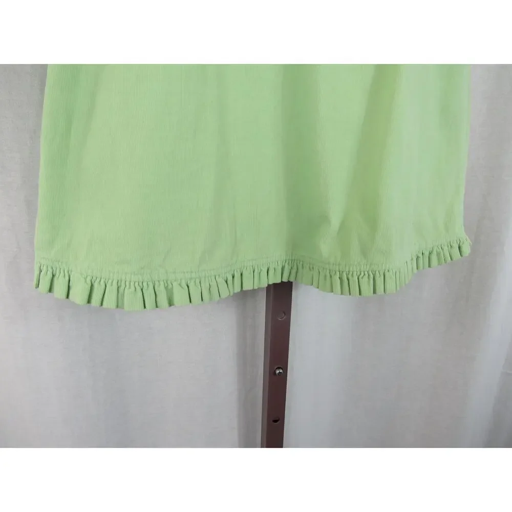 Lydia's Child Size 4 Green Corduroy Tank Overall Dress Pink Details Ruffles VTG